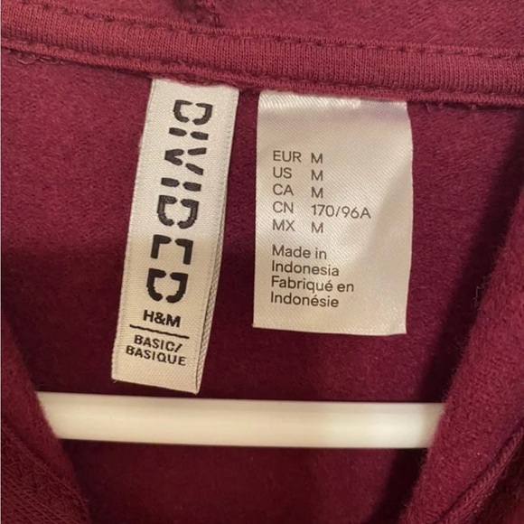 NWOT H&M Maroon Cropped Hoodie/Sweatshirt - Picture 3 of 4